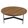 Table basse ronde 70x70cm bois Pin recyclé et pieds métal noir - DANDY