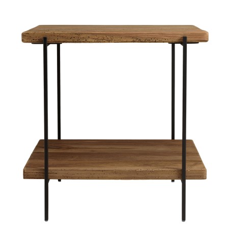 DANDY - Table d'appoint rect. 50x42cm bois Pin recyclé et pieds métal