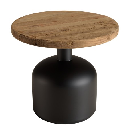 Table d'appoint ronde 50x50cm bois Pin recyclé pied métal noir
