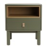 Green bedside table with 1 drawer and 1 shelf in natural wood ETHAN