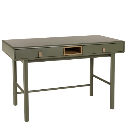 ETHAN - Green desk with 2 drawers and 1 niche in natural wood