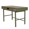 Bureau vert 2 tiroirs et 1 niche en bois naturel  - ETHAN