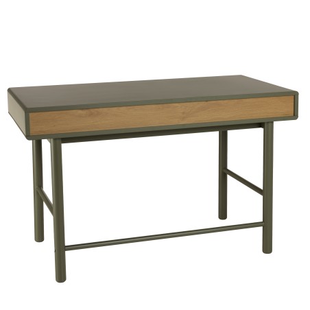 Bureau vert 2 tiroirs et 1 niche en bois naturel  - ETHAN