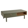 Green coffee table with 2 drawers and 2 compartments in natural wood - ETHAN