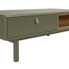 Table basse verte 2 tiroirs et 2 niches en bois naturel - ETHAN