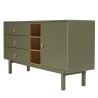 Buffet vert 1 porte 3 tiroirs 3 niches bois naturel - ETHAN