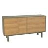 Buffet vert 1 porte 3 tiroirs 3 niches bois naturel - ETHAN
