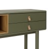 ETHAN - Console verte 3 tiroirs et 1 niche en bois naturel