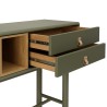 ETHAN - Console verte 3 tiroirs et 1 niche en bois naturel