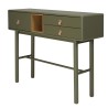 Green console table with 3 drawers and 1 niche in natural wood - ETHAN