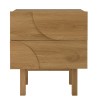Natural-coloured bedside table with 2 drawers and rounded motif decoration - ETHAN