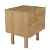 Natural-coloured bedside table with 2 drawers and rounded motif decoration - ETHAN