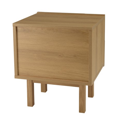 Natural-coloured bedside table with 2 drawers and rounded motif decoration - ETHAN