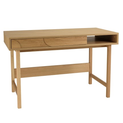 Bureau couleur naturelle 1 tiroir décor motif arrondi 1 niche - ETHAN