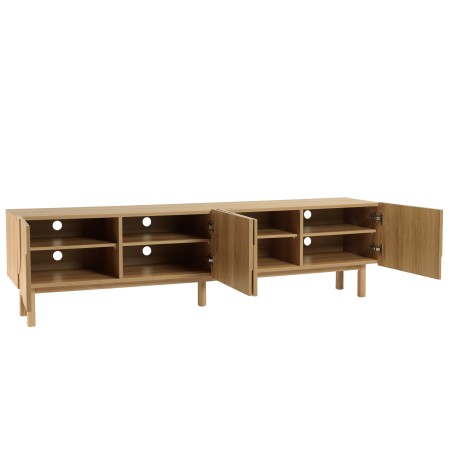 Meuble TV couleur naturelle 4 portes décor motif arrondi - ETHAN