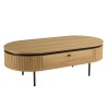 Natural-coloured rounded coffee table with 2 drawers - ETHAN