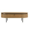 ETHAN - Table basse arrondie couleur naturelle 2 tiroirs