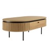 ETHAN - Table basse arrondie couleur naturelle 2 tiroirs