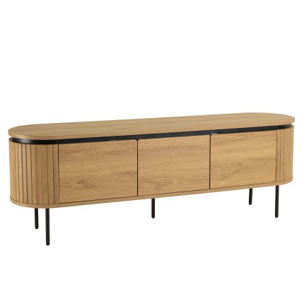 Meuble TV arrondi couleur naturelle 3 portes - ETHAN