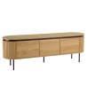 Natural-coloured rounded TV cabinet with 3 doors - ETHAN