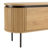 Natural-coloured rounded TV cabinet with 3 doors - ETHAN