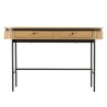 ETHAN - Console arrondie couleur naturelle 2 tiroirs pieds métal noir