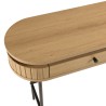ETHAN - Console arrondie couleur naturelle 2 tiroirs pieds métal noir