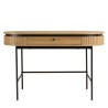 Natural-coloured rounded desk with 1 drawer and black metal legs - ETHAN