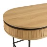 Natural-coloured rounded desk with 1 drawer and black metal legs - ETHAN