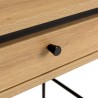 Natural-coloured rounded desk with 1 drawer and black metal legs - ETHAN
