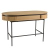 Natural-coloured rounded desk with 1 drawer and black metal legs - ETHAN