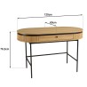 Natural-coloured rounded desk with 1 drawer and black metal legs - ETHAN