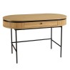 Natural-coloured rounded desk with 1 drawer and black metal legs - ETHAN