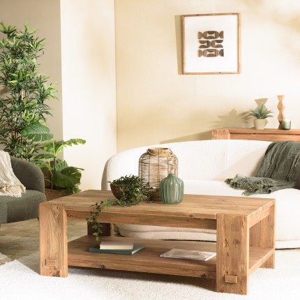 Rectangular coffee table 132x71cm recycled pine wood SANDY