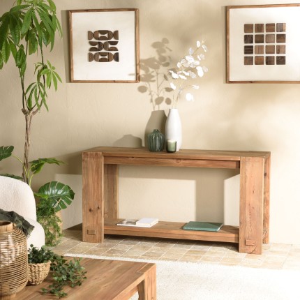 Wooden console table 150x40cm recycled pine wood SANDY