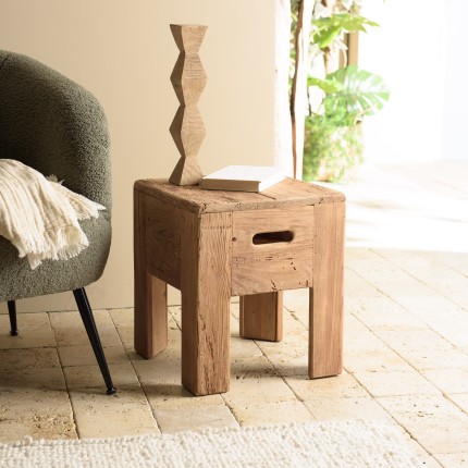 Square stool 35x35cm recycled pine wood SANDY