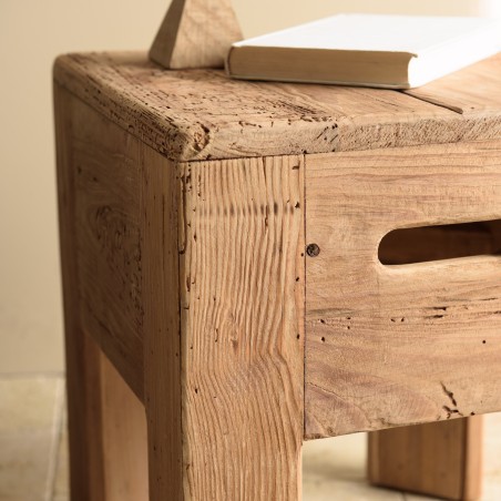 Square stool 35x35cm recycled pine wood SANDY