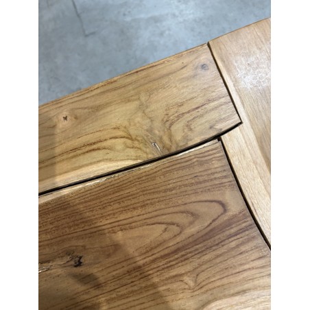 SECONDE MAIN - Table d'appoint nature - plateau carré 55x55cm Teck pieds bois flotté