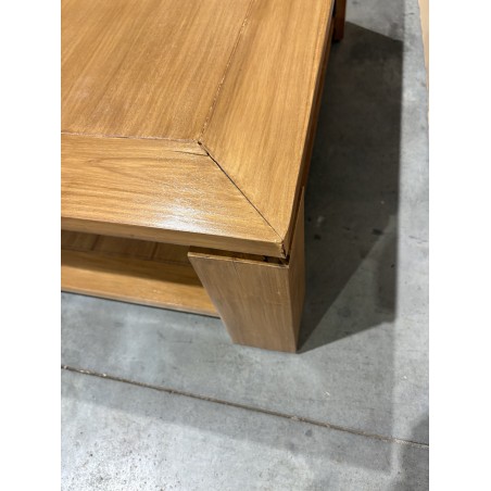 API - Brown Square Coffee Table with Shelf, 90x90cm, Teak