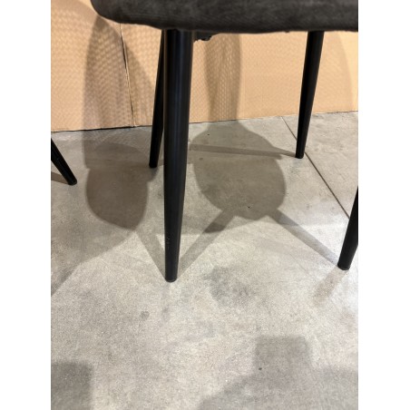SECONDE MAIN - Lot de 2 chaises assise tissu noir dossier arrondi effet cannage
