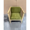 SECONDE MAIN - Fauteuil cannage assise amovible velours vert