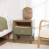 Chevet vert 1 tiroir et 1 niche en bois naturel ETHAN
