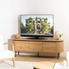 Natural-coloured rounded TV cabinet with 3 doors - ETHAN
