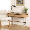 Bureau arrondi couleur naturelle 1 tiroir pieds métal noir - ETHAN