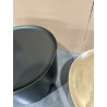 JOHAN - Set of 2 Round Side Tables in Anthracite Grey and Gold Metal