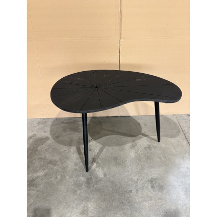 JAMES - Ovoid Side Table with Textured Black Matt Top