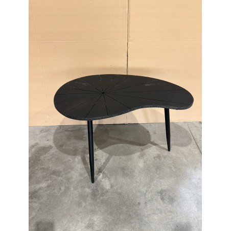 SECONDE MAIN - Table d’appoint ovoïde plateau texturé noir mat pieds fer noir
