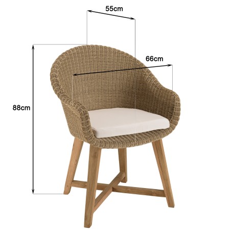 SECONDE MAIN - Lot de 2 fauteuils jardin rotin synthétique et coussin pieds croisés