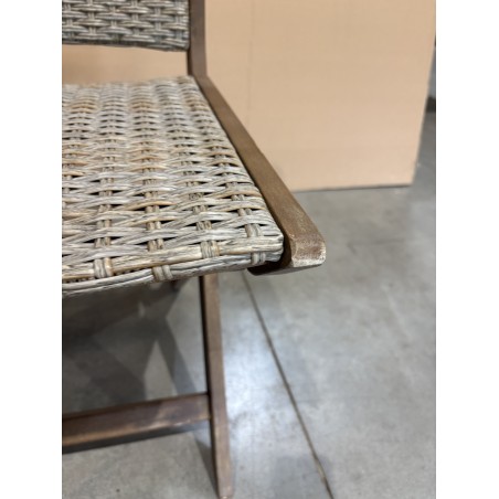 VICK Set of 2 Folding Garden Chairs - Acacia Wood & Rattan