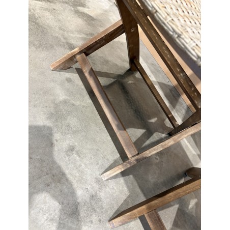 SECONDE MAIN - Lot de 2 chaises pliantes acacia et rotin synthétique